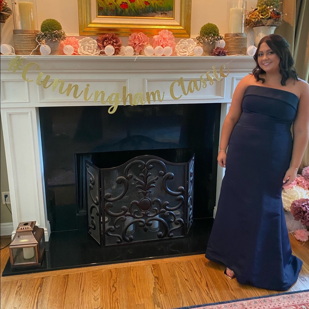 Amsale Jaylin Navy Bridesmaid Dress